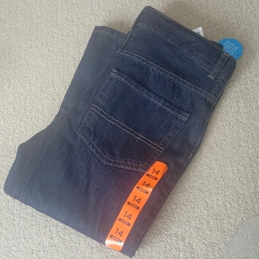 NEW! CHILDREN'S PLACE Big Boy's Dark Wash Skinny Jeans 14!